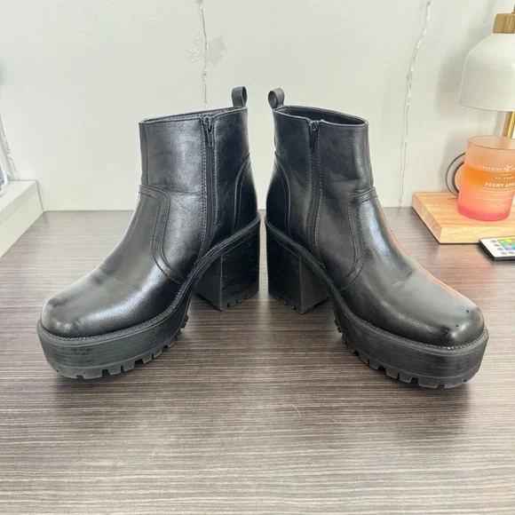 Black Leather Ankle Boots - Picture 2 of 4
